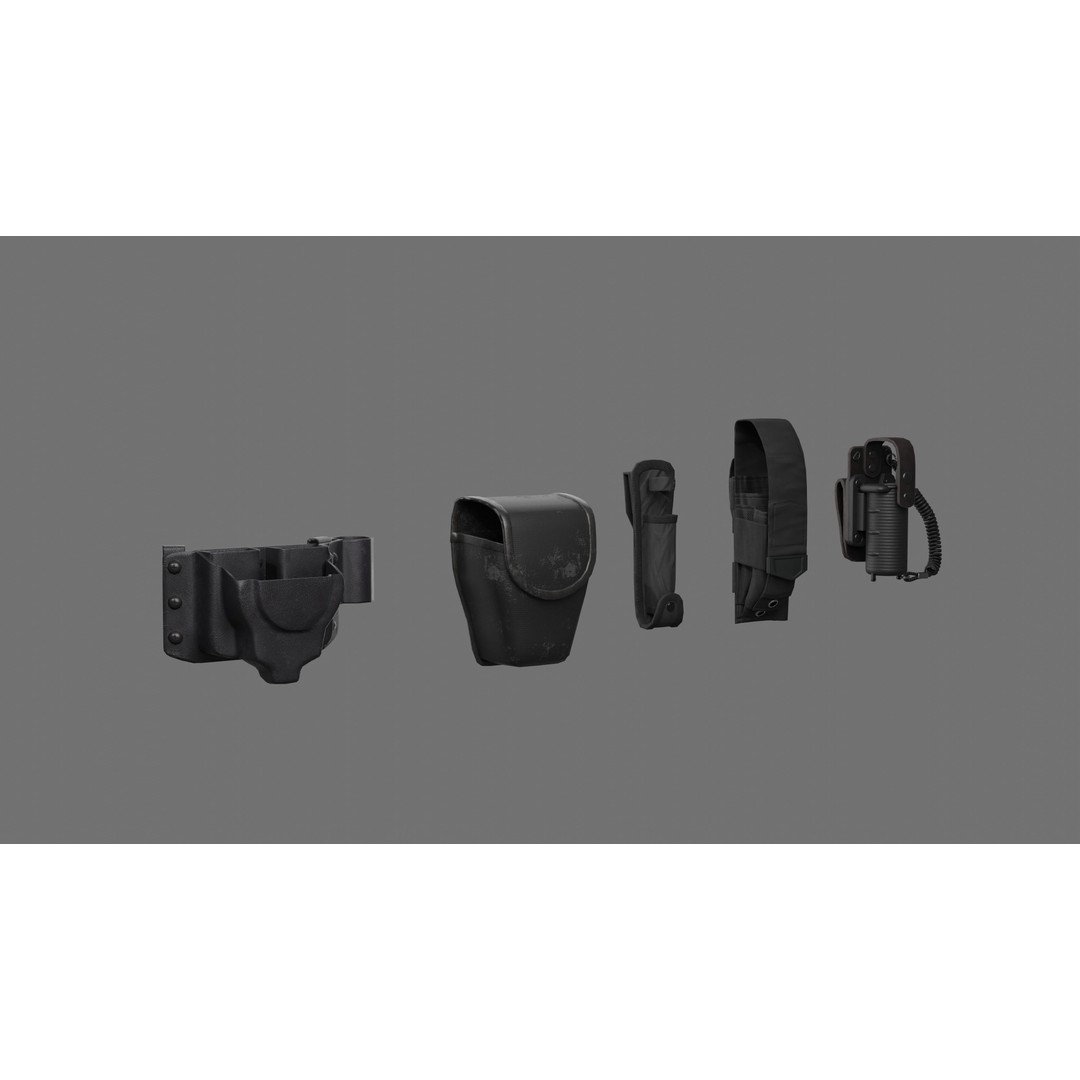 Police Belt Gear Set 3D Model – Low Poly Game Asset, FBX, OBJ - View 17