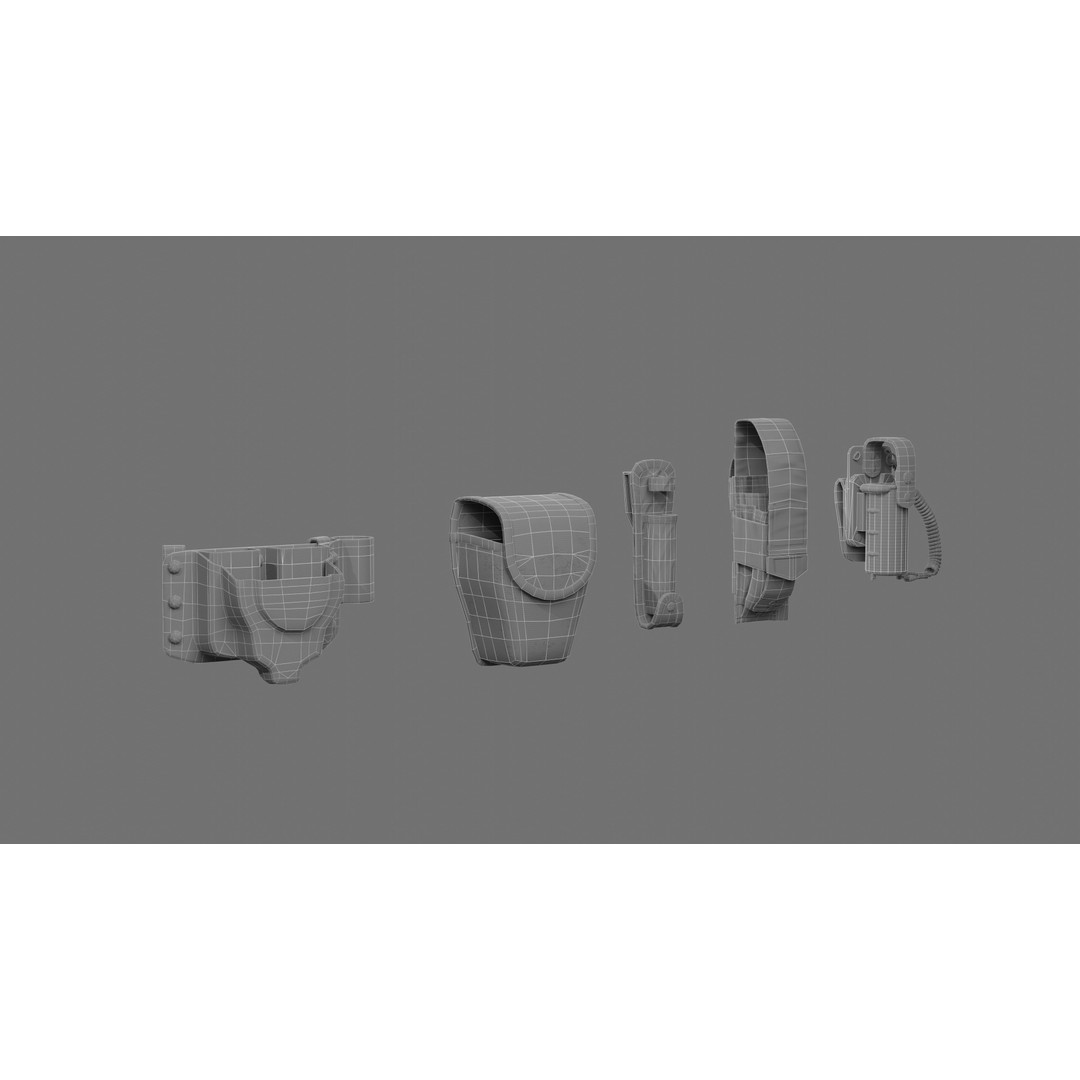Police Belt Gear Set 3D Model – Low Poly Game Asset, FBX, OBJ - View 19