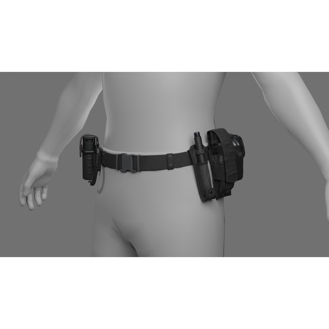 Police Belt Gear Set 3D Model – Low Poly Game Asset, FBX, OBJ - View 3