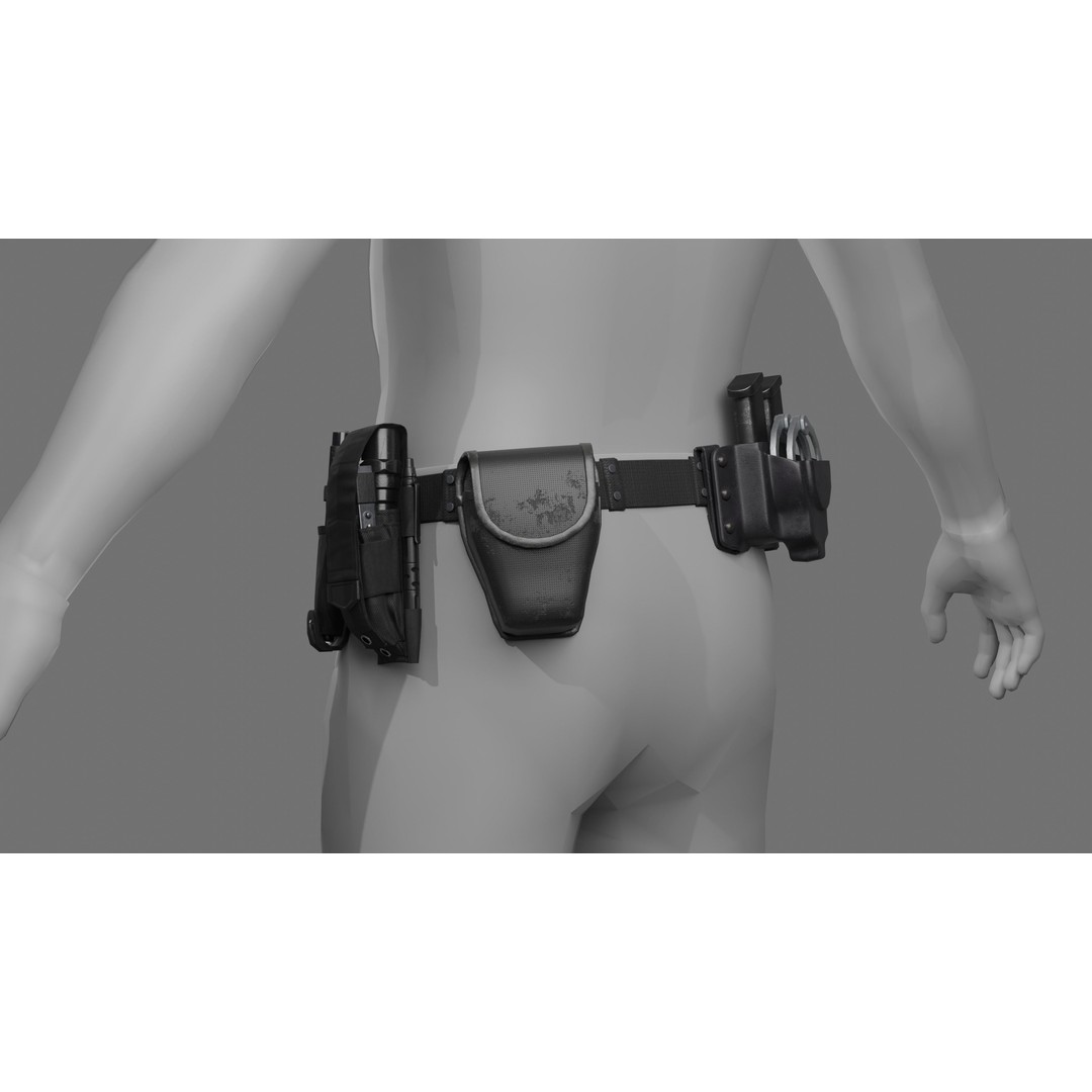 Police Belt Gear Set 3D Model – Low Poly Game Asset, FBX, OBJ - View 4