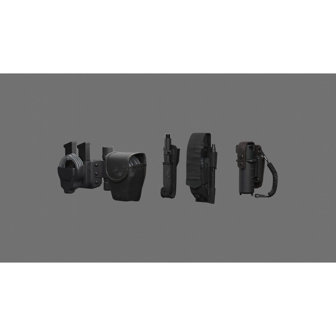 Police Belt Gear Set 3D Model – Low Poly Game Asset, FBX, OBJ - View 7