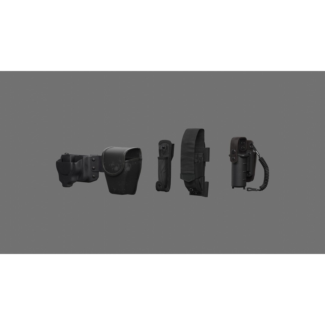 Police Belt Gear Set 3D Model – Low Poly Game Asset, FBX, OBJ - View 8
