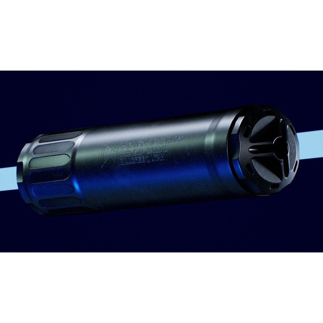 HUX Ventum 762 Suppressor 3D Model – Low Poly Game Ready Asset, FBX, OBJ - View 3