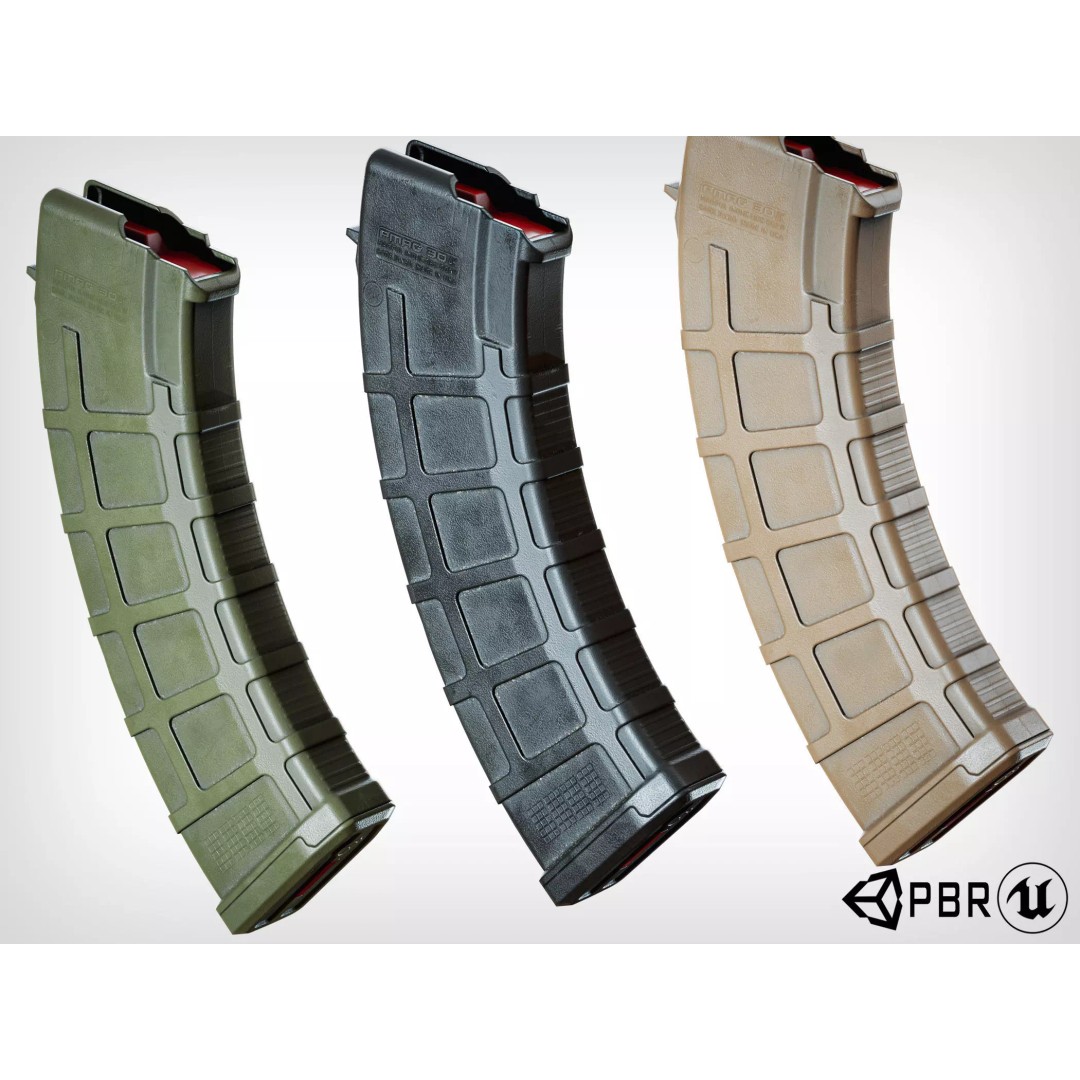 Magpul PMAG AK 3D Model – Low Poly Game-Ready Asset, FBX, OBJ - View 2