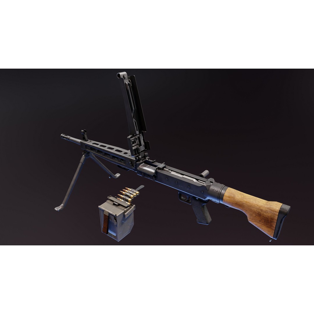 SIG MG710 3D Model – Low Poly Rigged Military Gun, FBX & Blender - View 12