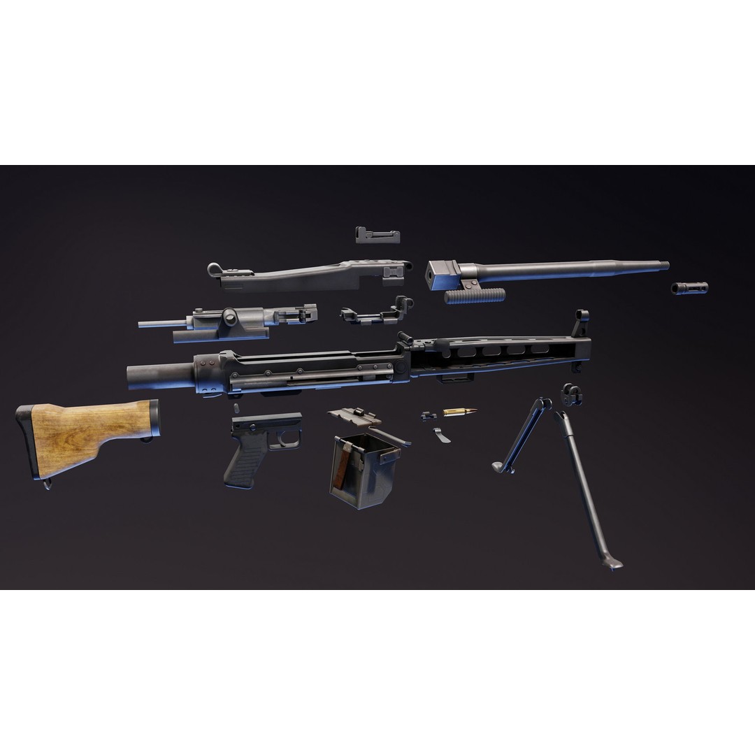 SIG MG710 3D Model – Low Poly Rigged Military Gun, FBX & Blender - View 13