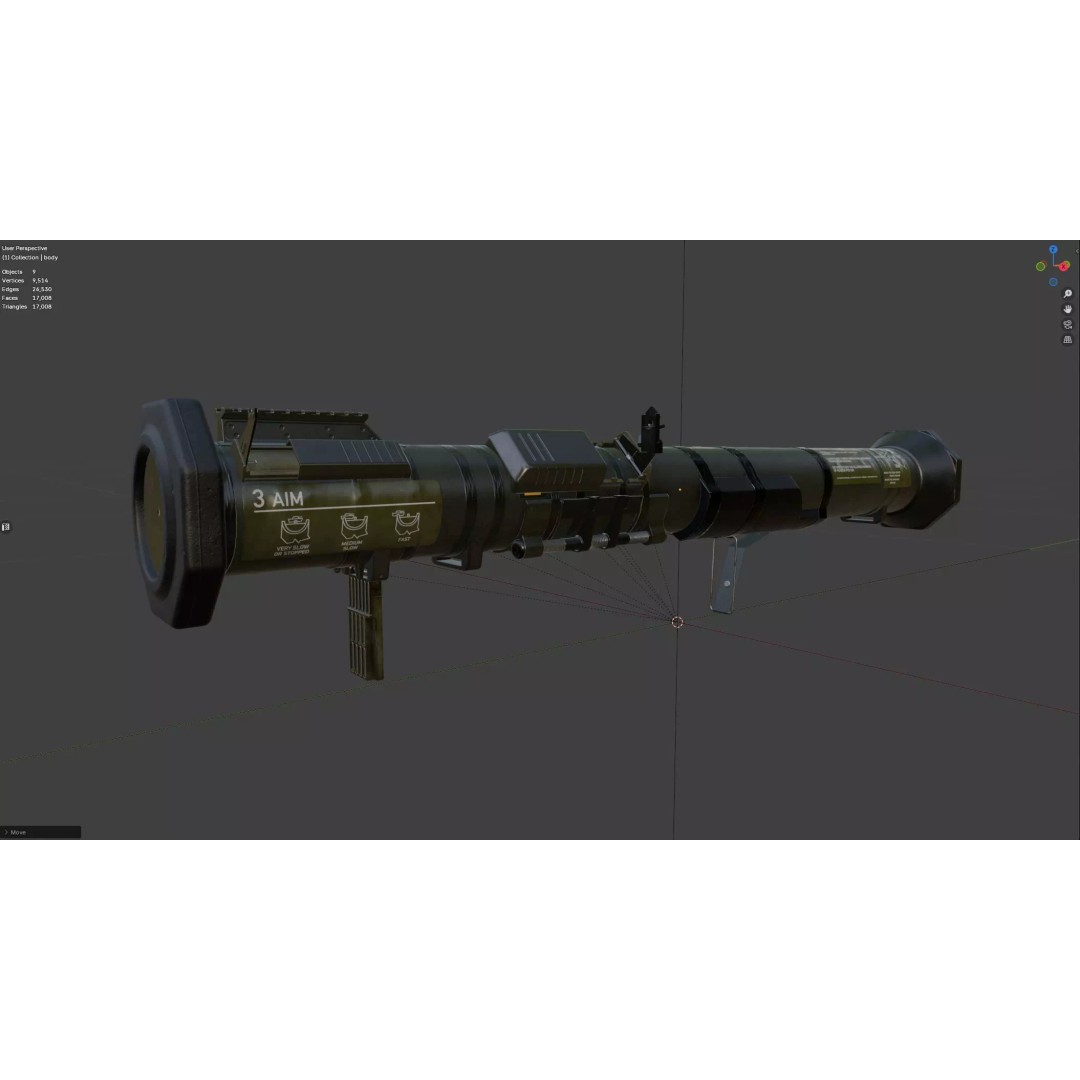AT4 Anti-Tank 3D Model – Low Poly Game Ready Asset, FBX, Blender - View 31