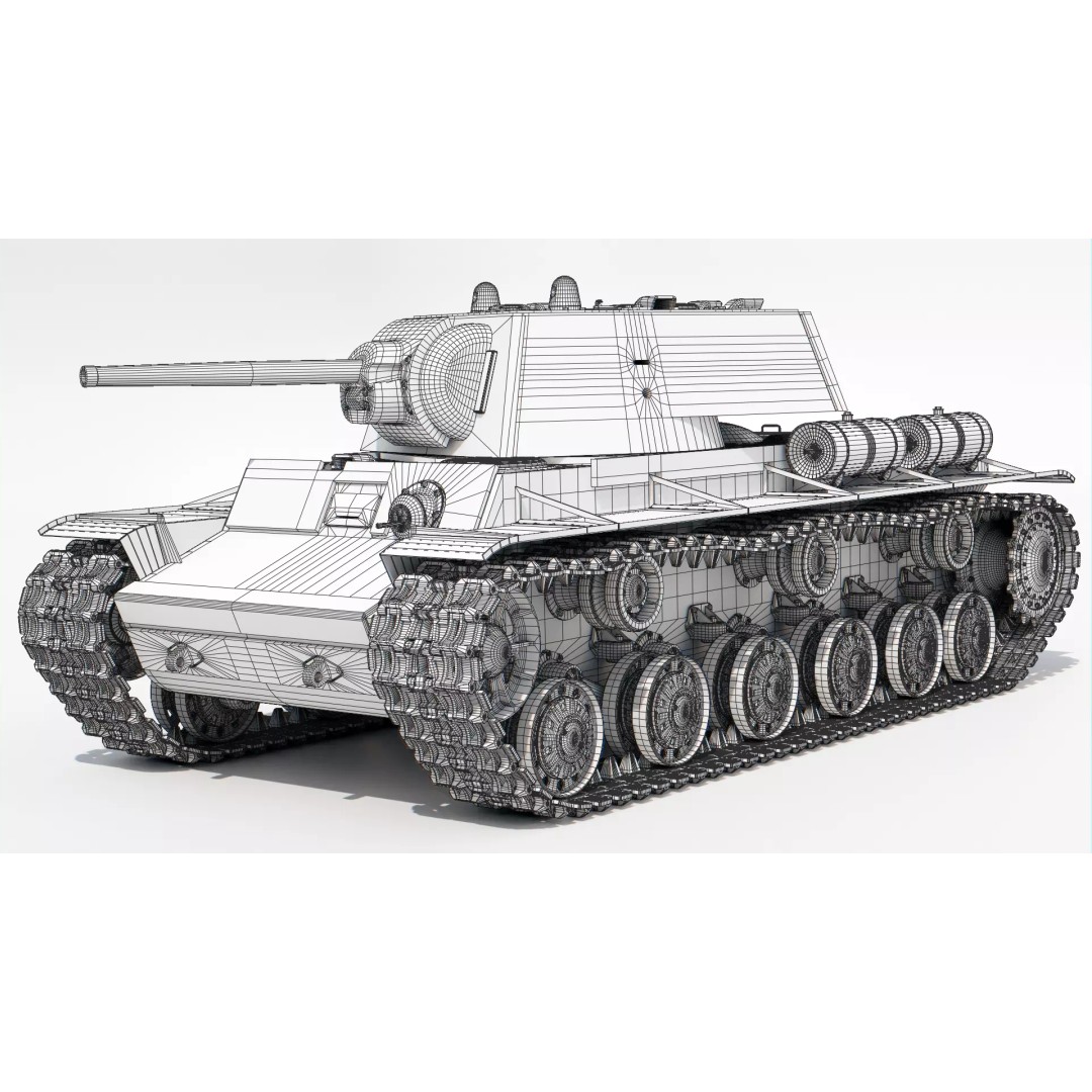 KV-1 3D Model – Low Poly Game-Ready Soviet Heavy Tank, FBX, OBJ