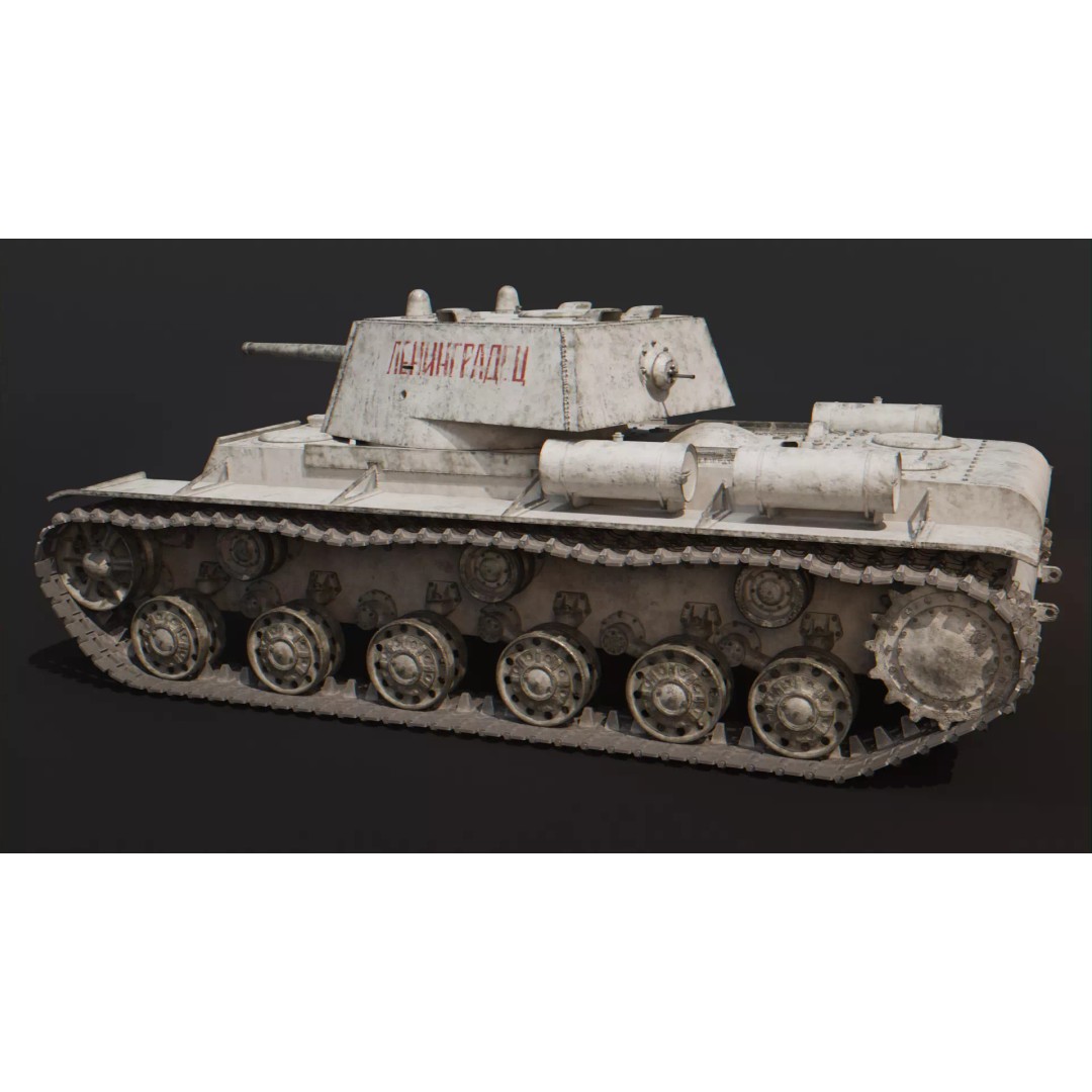 KV-1 3D Model – Low Poly Game-Ready Soviet Heavy Tank, FBX, OBJ - View 4