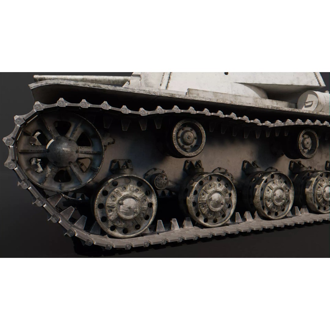KV-1 3D Model – Low Poly Game-Ready Soviet Heavy Tank, FBX, OBJ - View 8