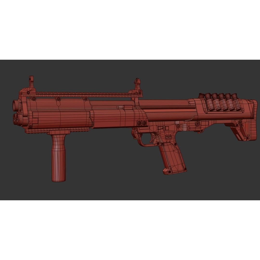 KelTec KSG Shotgun 3D Model – Low Poly Game Ready Asset, FBX
