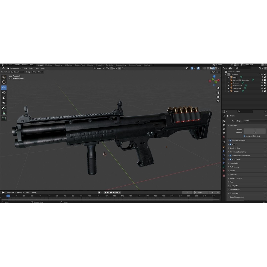 KelTec KSG Shotgun 3D Model – Low Poly Game Ready Asset, FBX - View 22