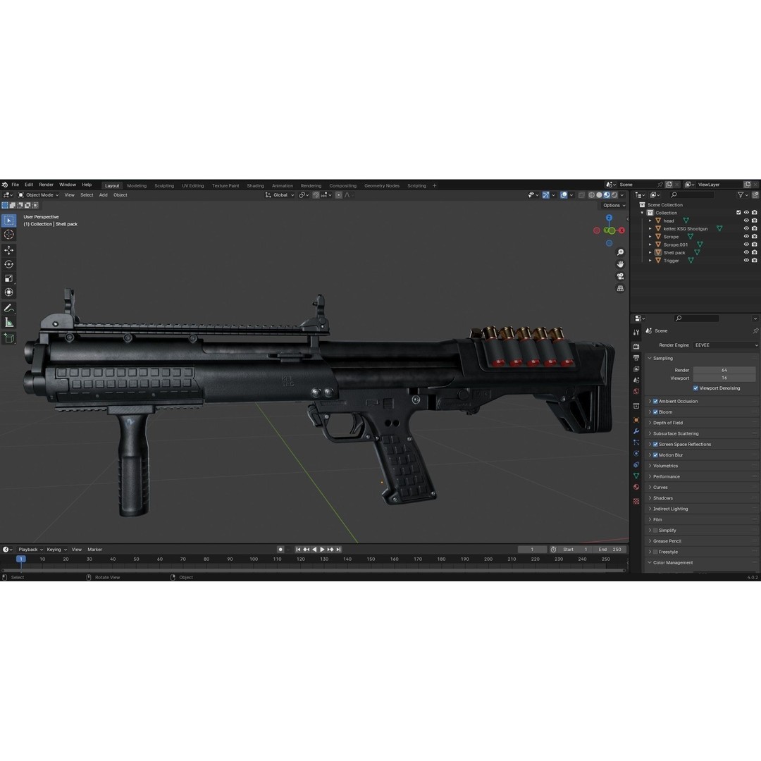 KelTec KSG Shotgun 3D Model – Low Poly Game Ready Asset, FBX - View 27