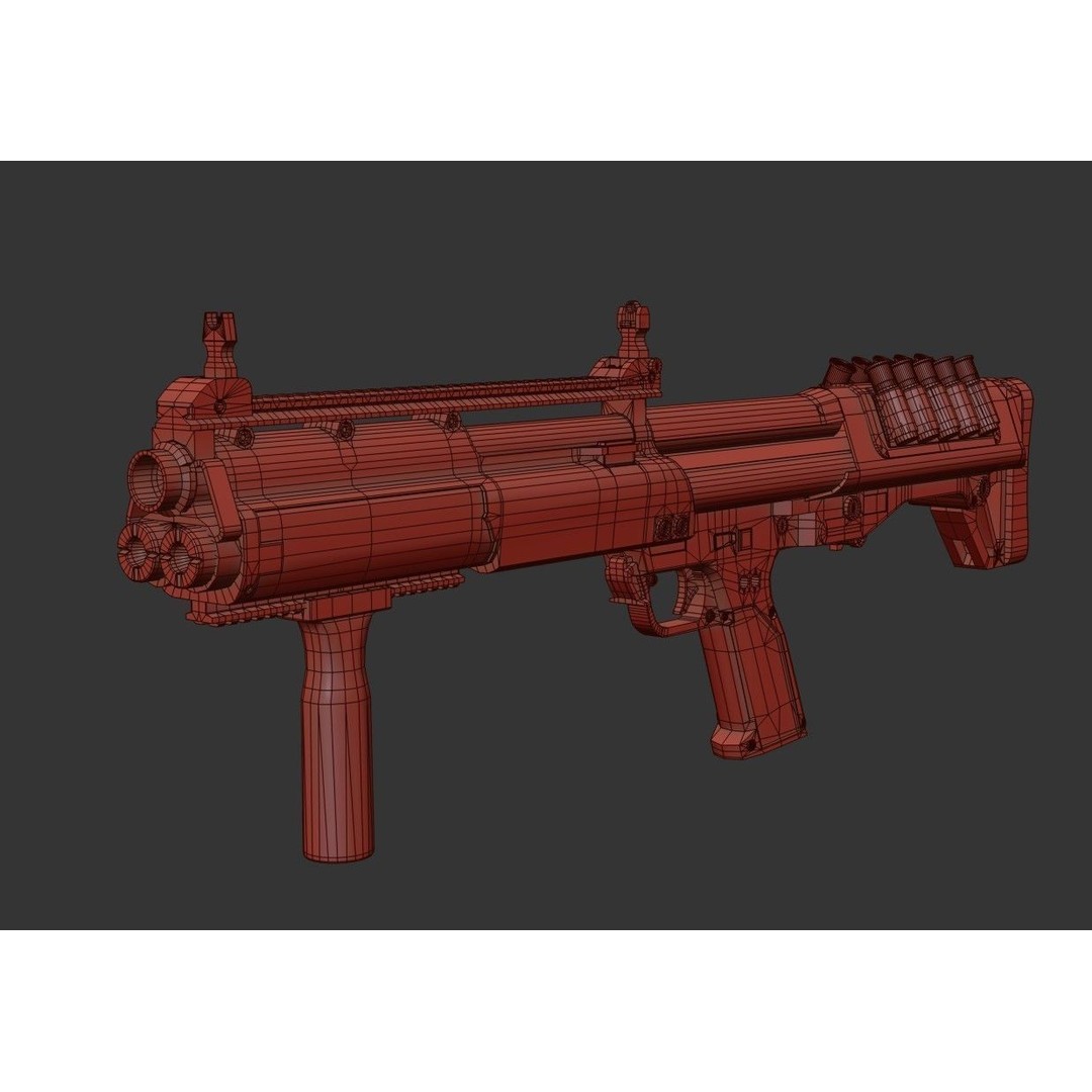KelTec KSG Shotgun 3D Model – Low Poly Game Ready Asset, FBX - View 28