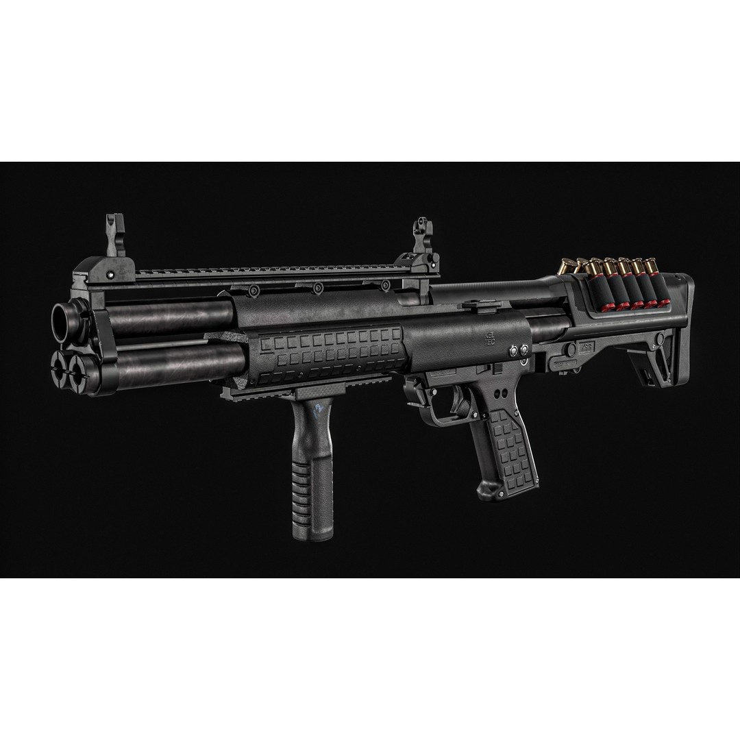 KelTec KSG Shotgun 3D Model – Low Poly Game Ready Asset, FBX - View 3