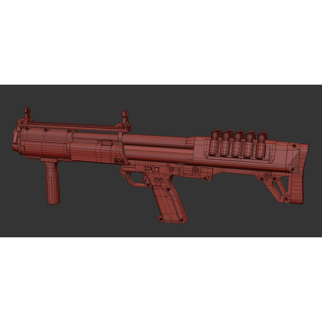 KelTec KSG Shotgun 3D Model – Low Poly Game Ready Asset, FBX - View 30