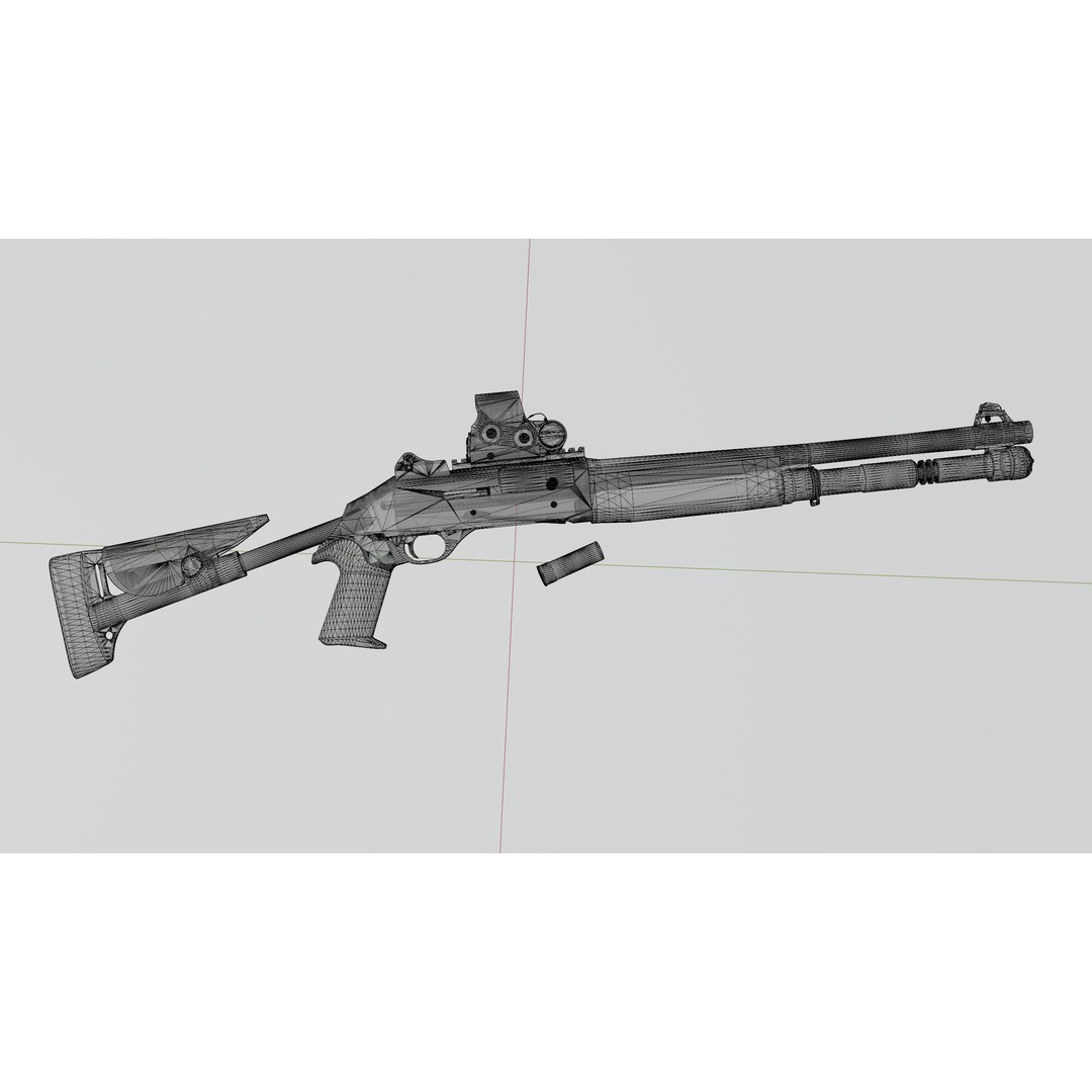 Benelli M4 3D Model – Low Poly Game-Ready Shotgun, FBX, OBJ