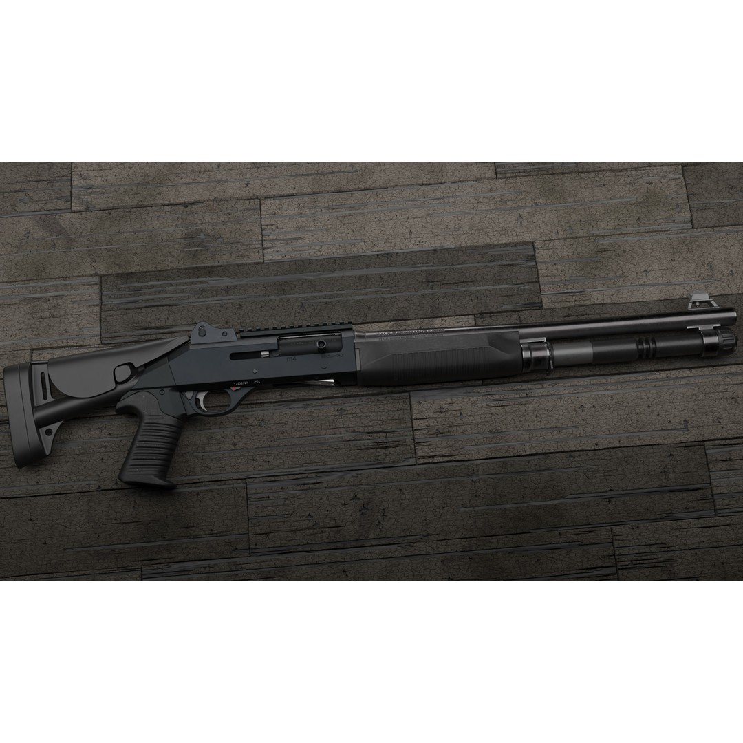 Benelli M4 3D Model – Low Poly Game-Ready Shotgun, FBX, OBJ - View 3