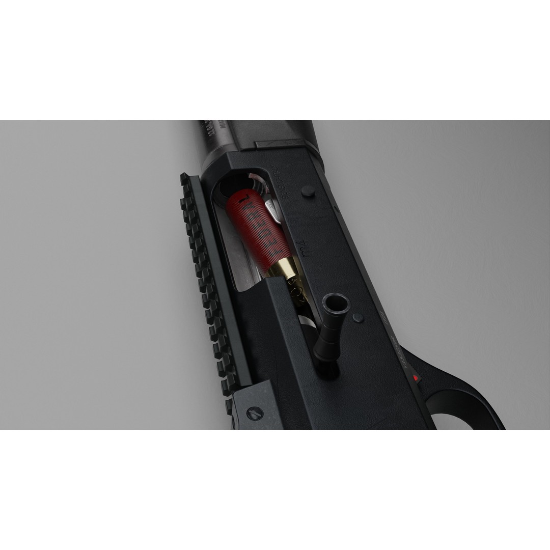 Benelli M4 3D Model – Low Poly Game-Ready Shotgun, FBX, OBJ - View 4