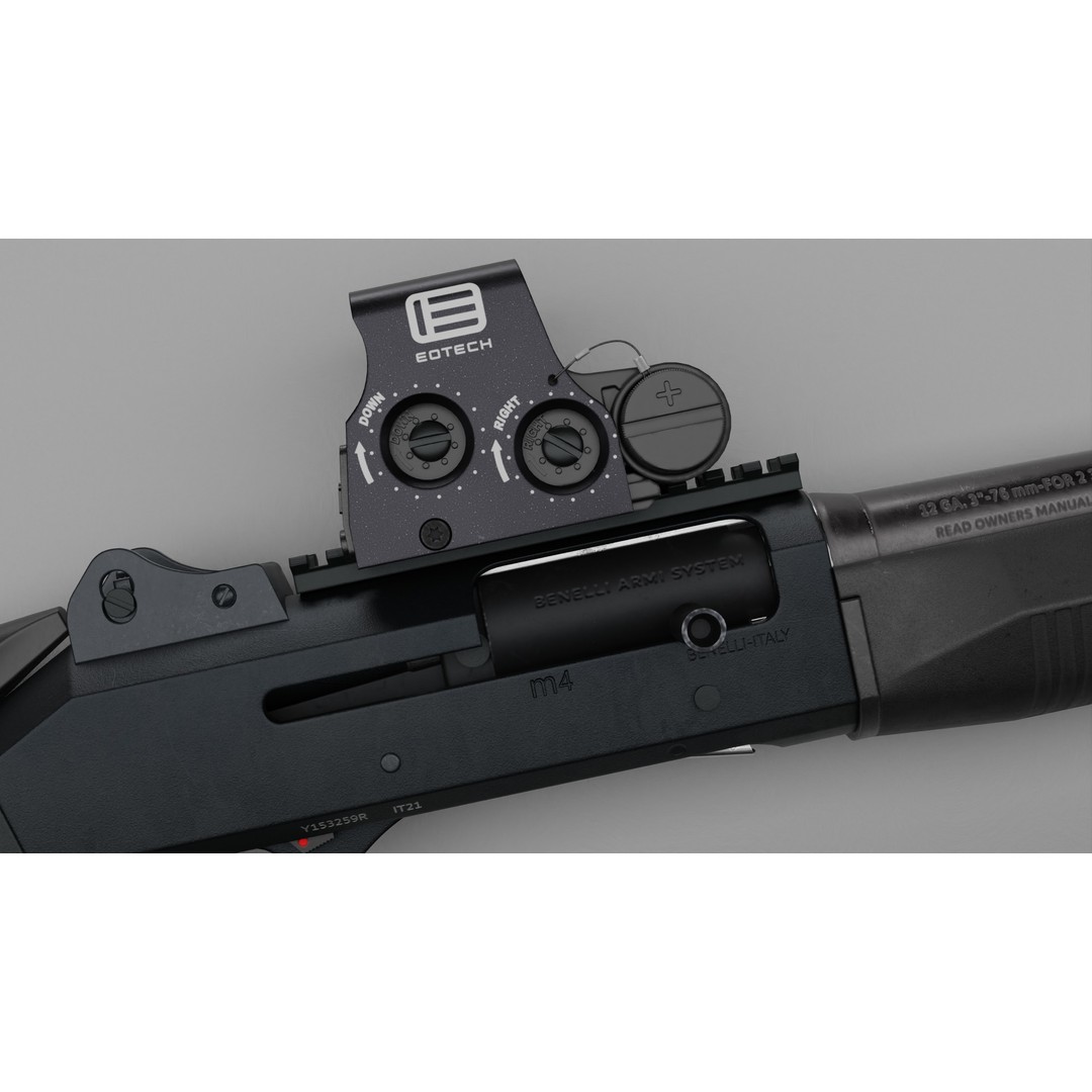 Benelli M4 3D Model – Low Poly Game-Ready Shotgun, FBX, OBJ - View 5