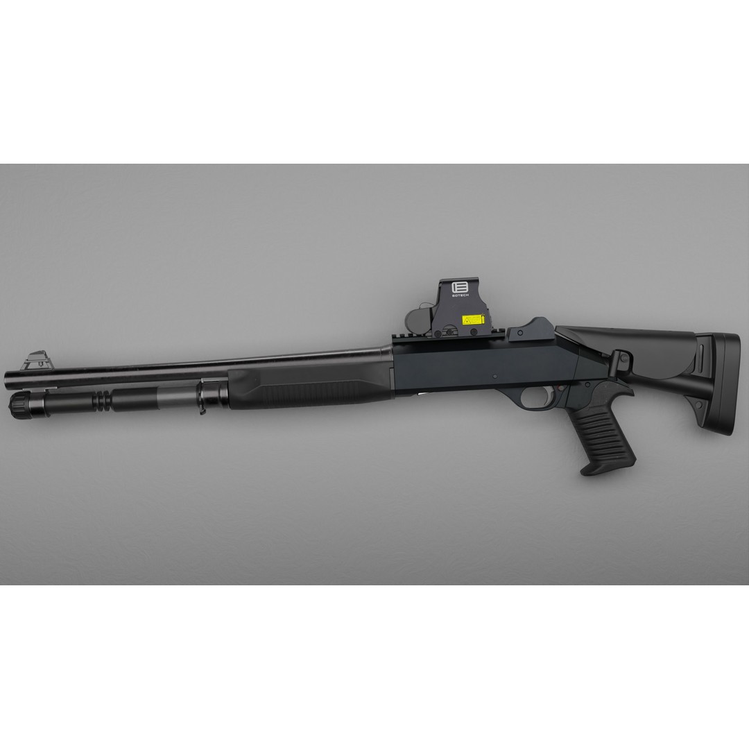 Benelli M4 3D Model – Low Poly Game-Ready Shotgun, FBX, OBJ - View 7