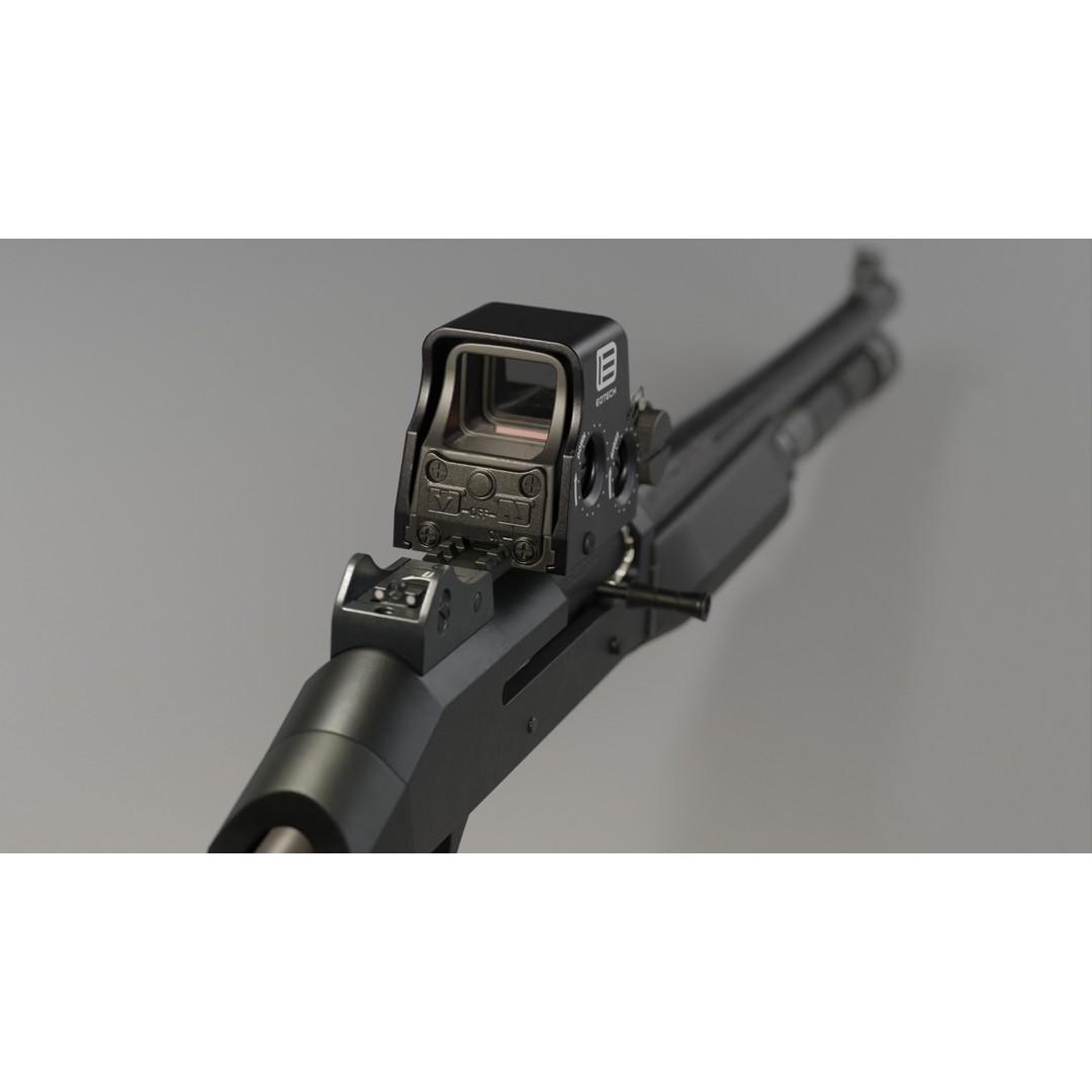 Benelli M4 3D Model – Low Poly Game-Ready Shotgun, FBX, OBJ - View 8