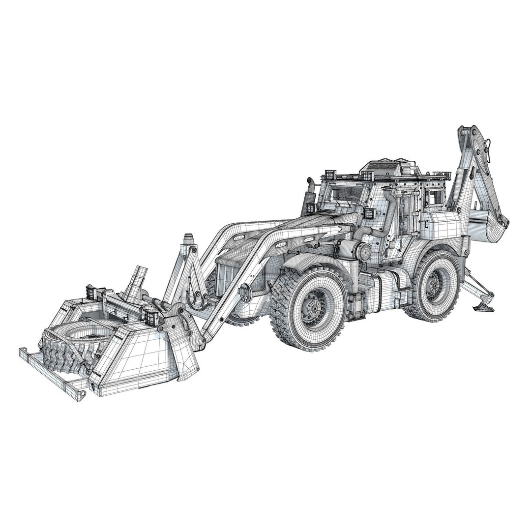 Military Excavator 3D Model – High Poly Game Asset, FBX, OBJ - View 22