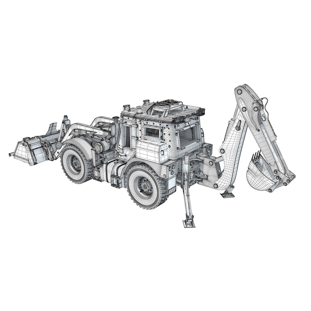 Military Excavator 3D Model – High Poly Game Asset, FBX, OBJ - View 23