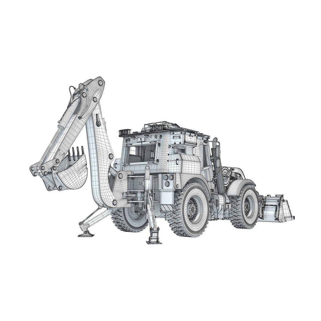 Military Excavator 3D Model – High Poly Game Asset, FBX, OBJ - View 24
