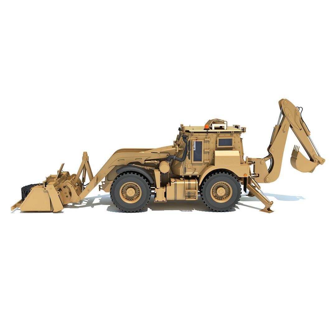 Military Excavator 3D Model – High Poly Game Asset, FBX, OBJ - View 3