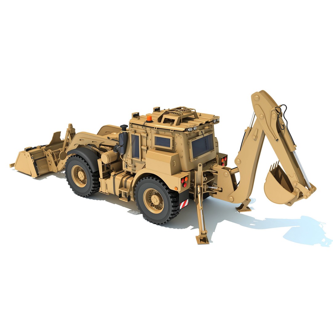 Military Excavator 3D Model – High Poly Game Asset, FBX, OBJ - View 4