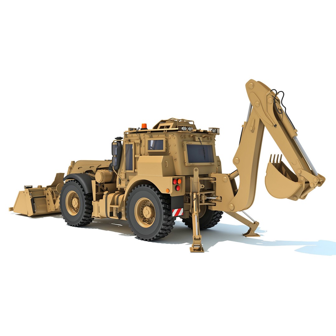 Military Excavator 3D Model – High Poly Game Asset, FBX, OBJ - View 5
