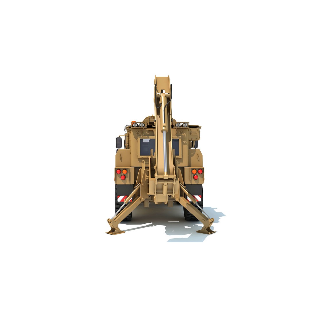 Military Excavator 3D Model – High Poly Game Asset, FBX, OBJ - View 6