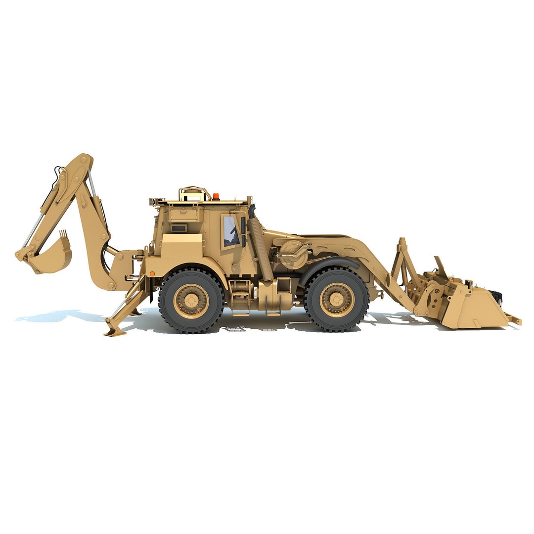 Military Excavator 3D Model – High Poly Game Asset, FBX, OBJ - View 9