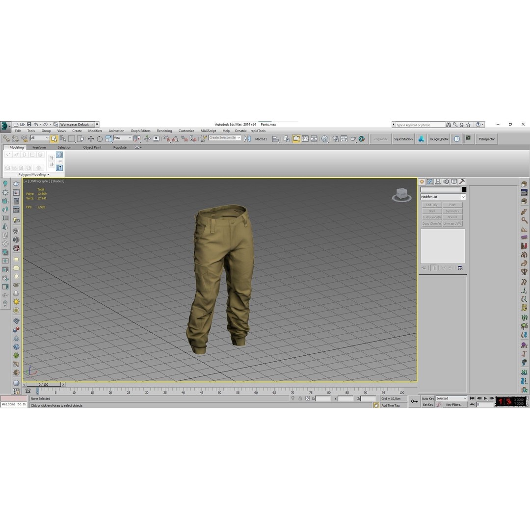 Pants 3D Model – Low Poly Rigged Military Outfit for Games - View 4