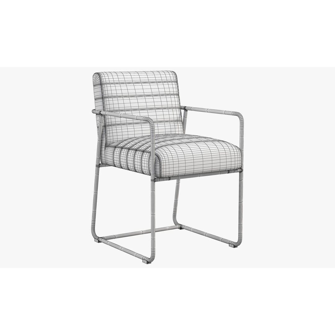 Joybird Magill Arm Chair 3D Model – Velvet Dining Chair, FBX, OBJ - View 14