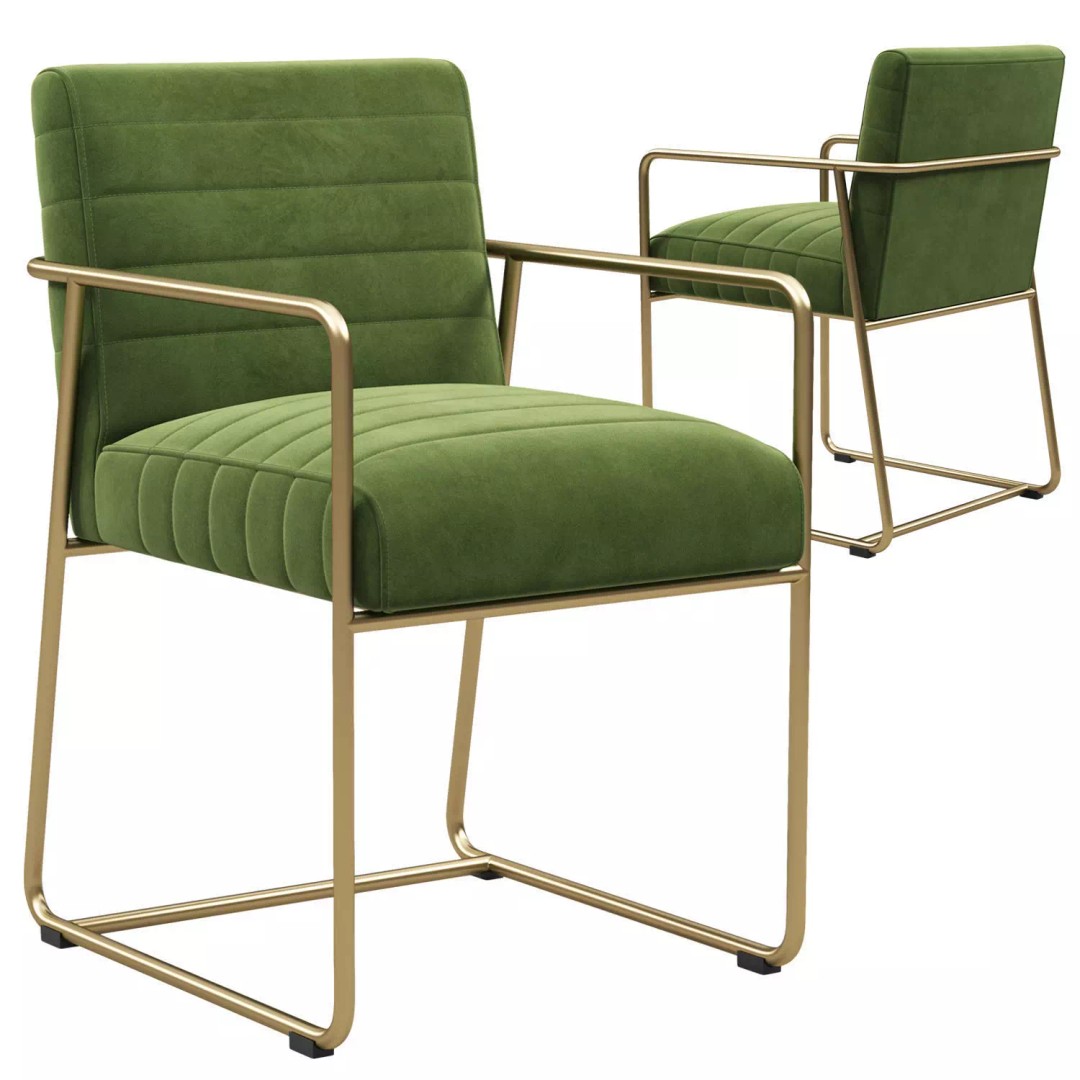 Joybird Magill Arm Chair 3D Model – Velvet Dining Chair, FBX, OBJ - View 2