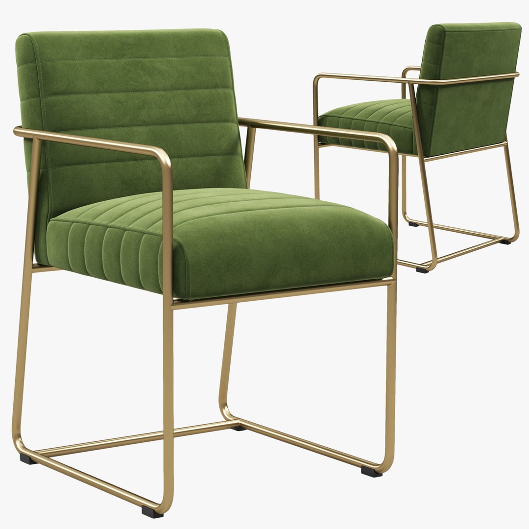 Joybird Magill Arm Chair 3D Model – Velvet Dining Chair, FBX, OBJ - View 3