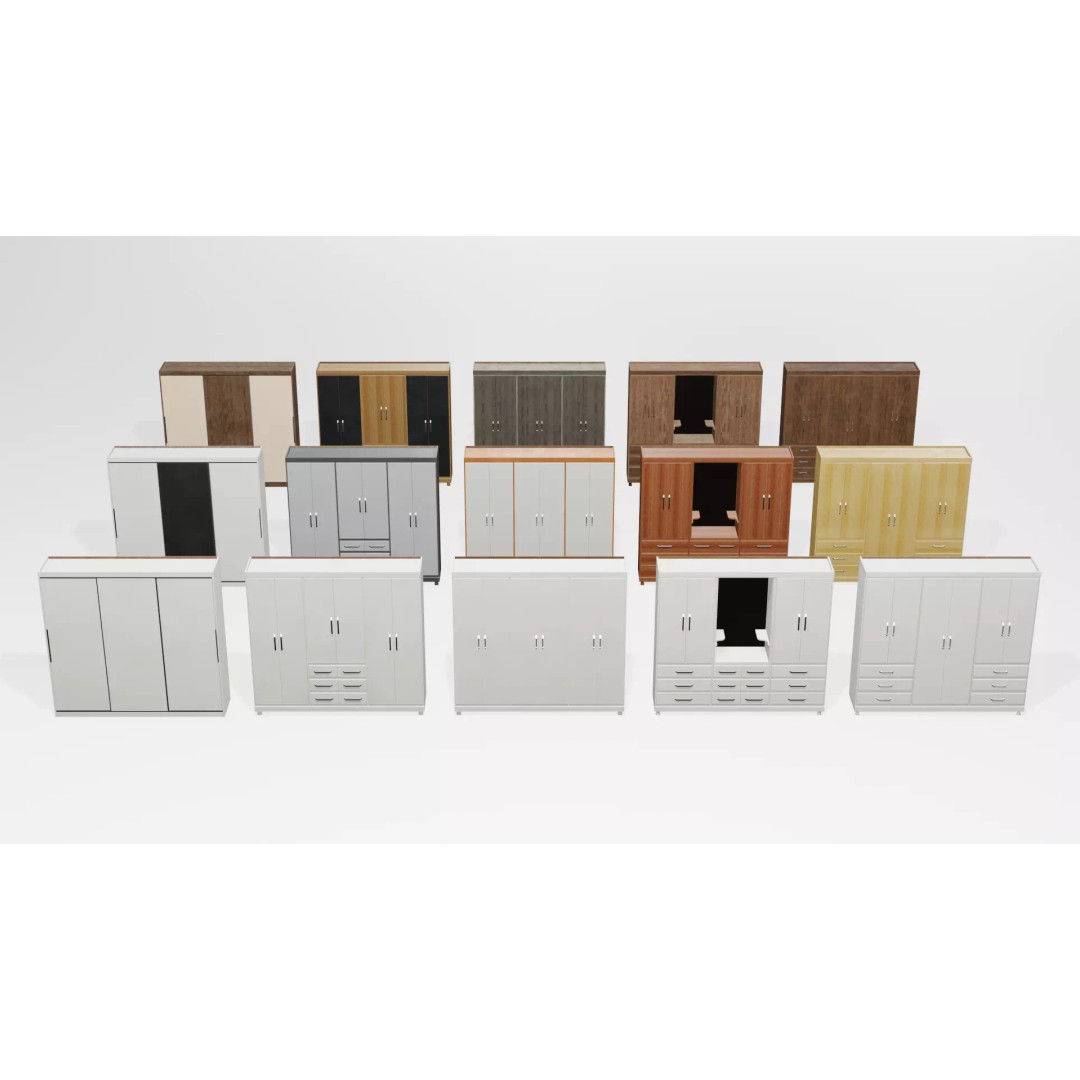 Modular Closet System 3D Model – Low Poly Furniture Pack, FBX/OBJ - View 2