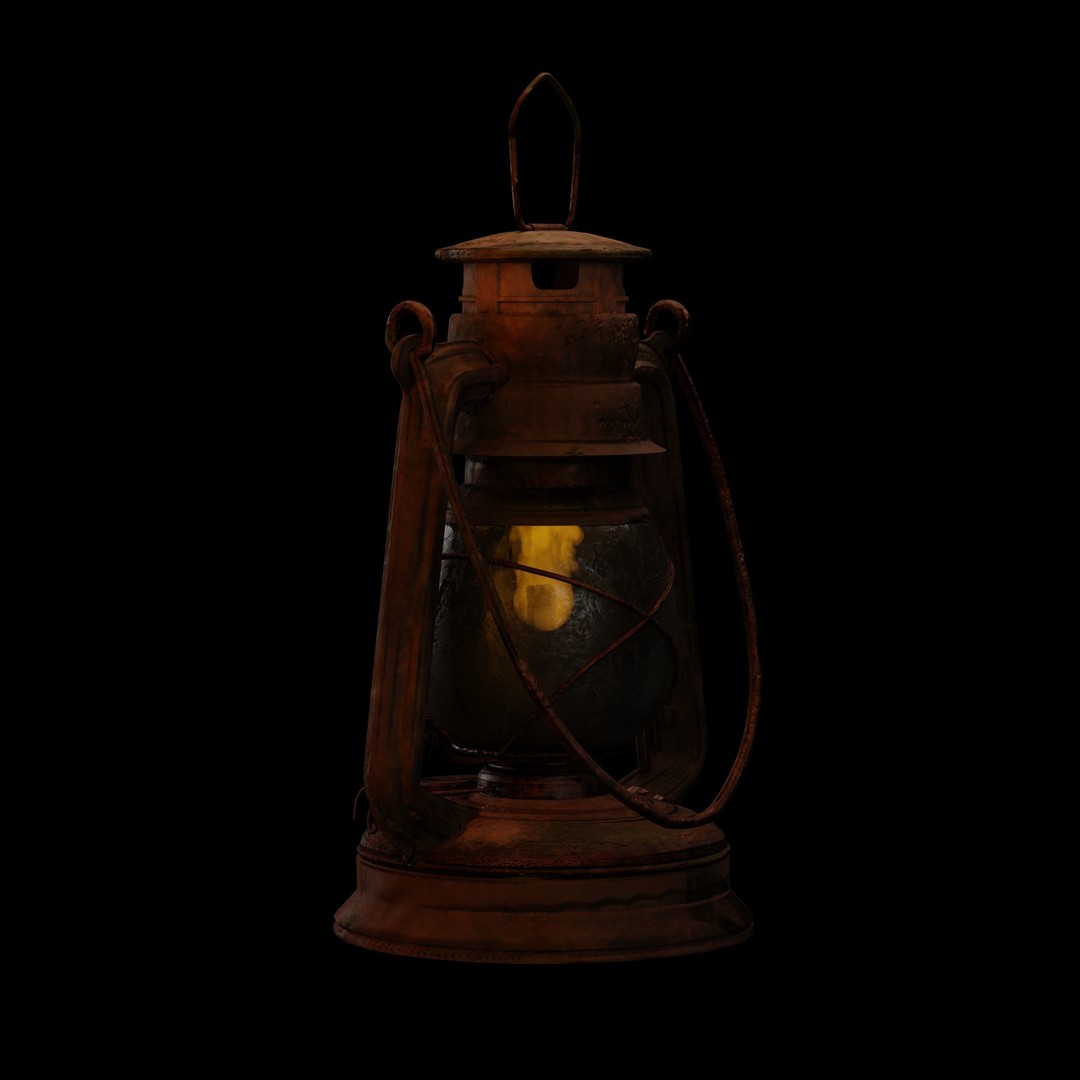 Rusty Oil Storm Lantern 3D Model – Vintage Lamp with PBR Textures, FBX - View 10
