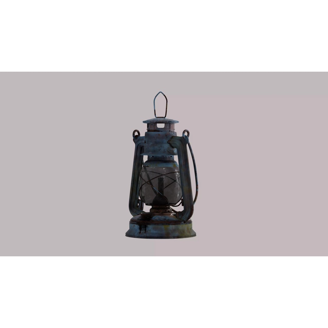 Rusty Oil Storm Lantern 3D Model – Vintage Lamp with PBR Textures, FBX - View 2