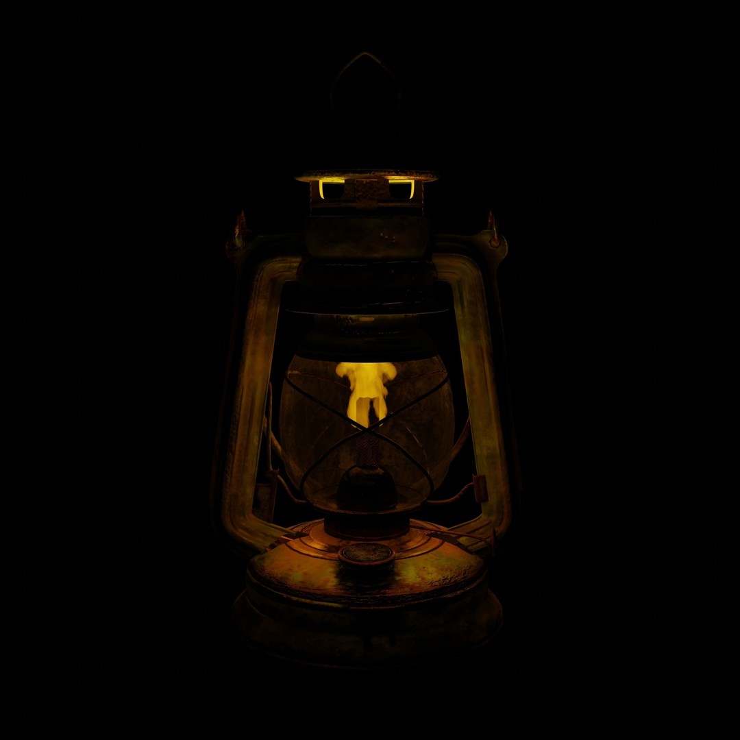 Rusty Oil Storm Lantern 3D Model – Vintage Lamp with PBR Textures, FBX - View 5