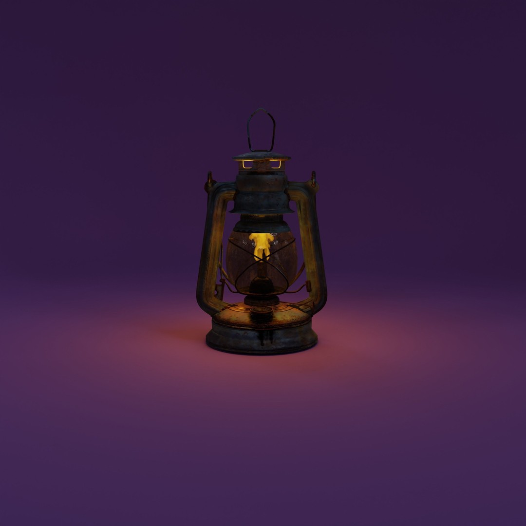 Rusty Oil Storm Lantern 3D Model – Vintage Lamp with PBR Textures, FBX - View 6