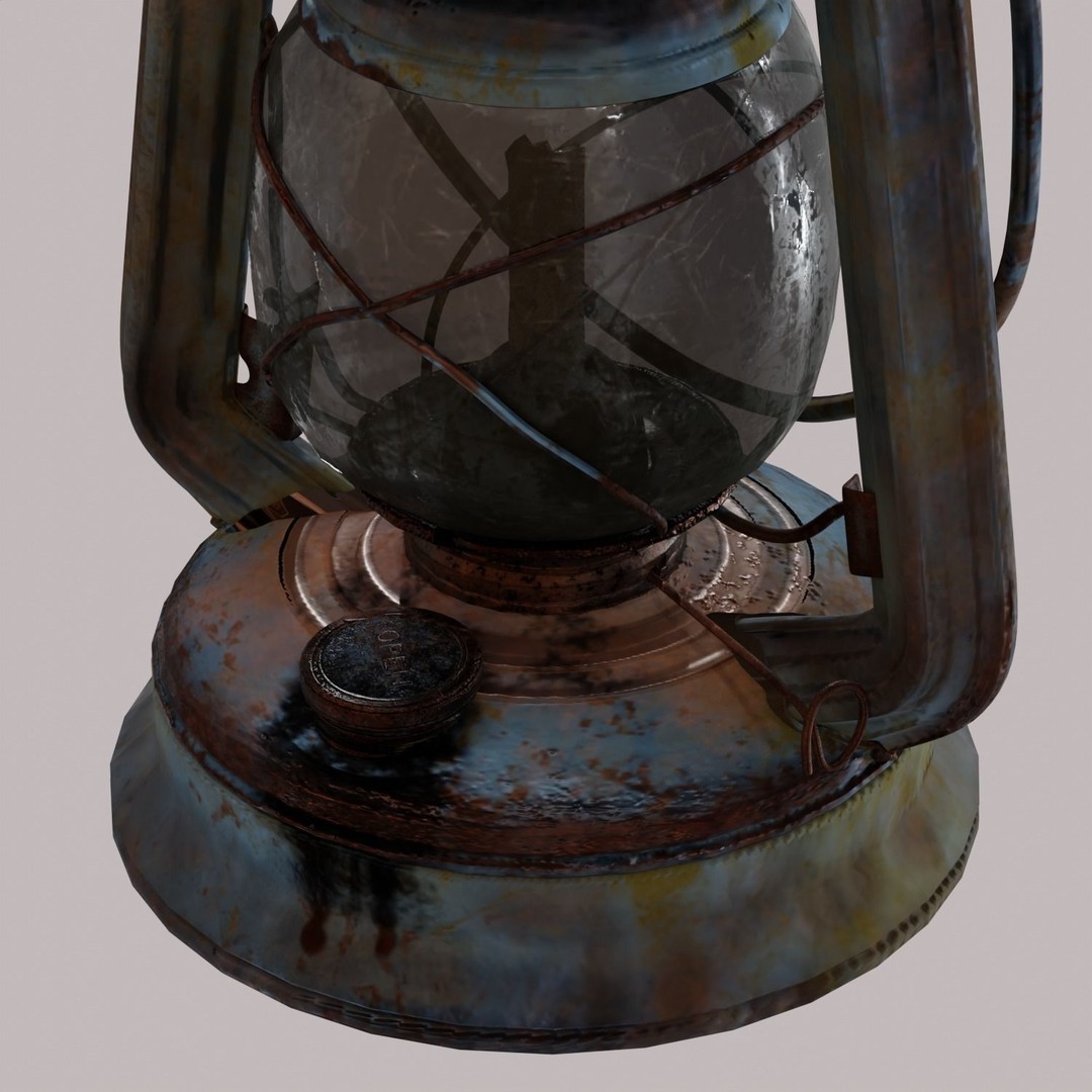 Rusty Oil Storm Lantern 3D Model – Vintage Lamp with PBR Textures, FBX - View 8