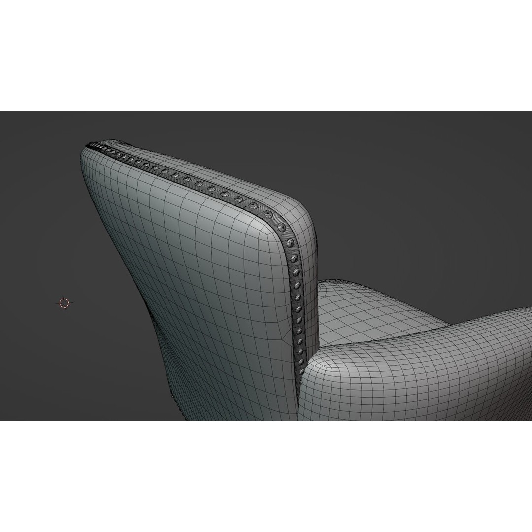 Vintage Chair 3D Model – Cream Velvet Upholstery, FBX - View 10