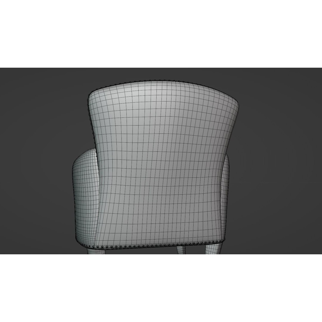 Vintage Chair 3D Model – Cream Velvet Upholstery, FBX - View 11