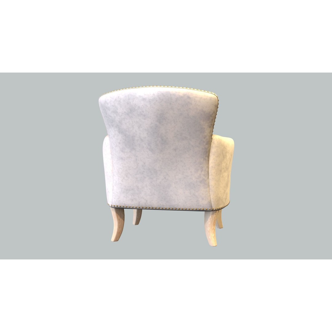 Vintage Chair 3D Model – Cream Velvet Upholstery, FBX - View 5