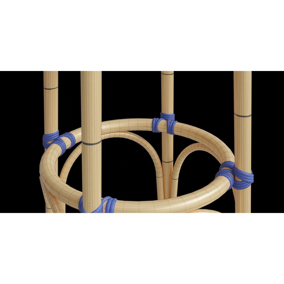 Blue and White Outdoor Stool 3D Model – Low Poly PBR Furniture, Blender - View 4