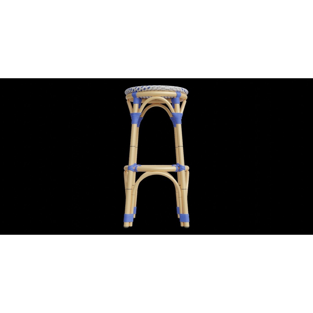 Blue and White Outdoor Stool 3D Model – Low Poly PBR Furniture, Blender - View 7
