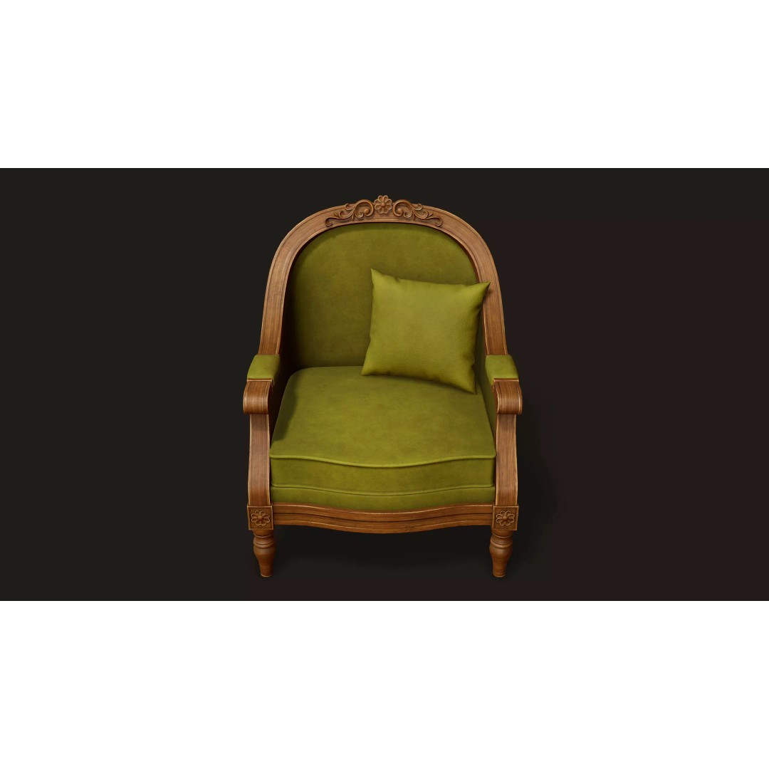 Vintage Armchair 3D Model – Low Poly PBR Game Asset, FBX, OBJ - View 6